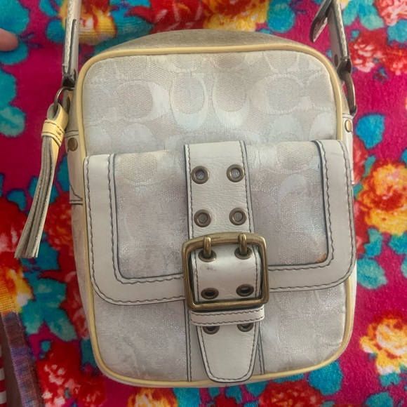 *VINTAGE COACH Bag - White Leather Monogram Purse 🤍 - Picture 1 of 6
